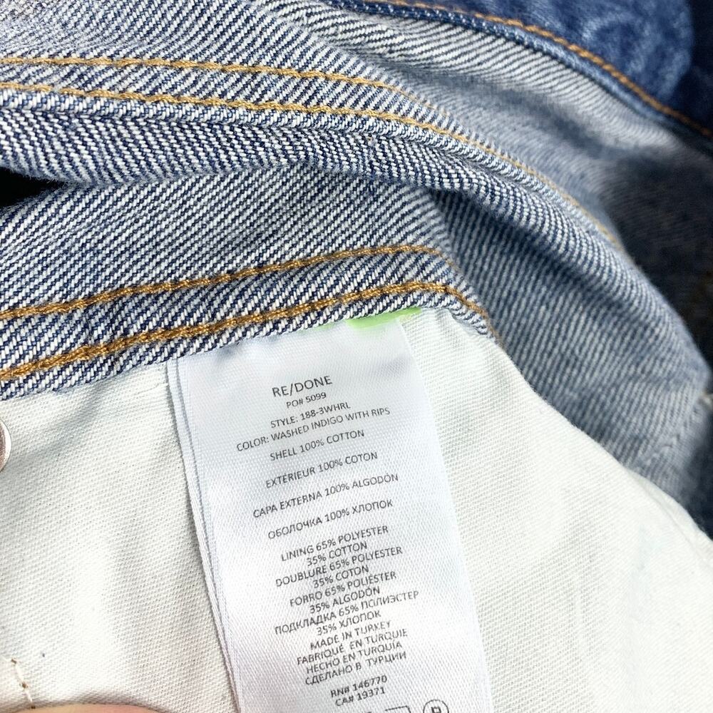 NWT RE/DONE Redone 90's High Rise Loose Relaxed Jean Washed Indigo With Rips 32 - Picture 9 of 9